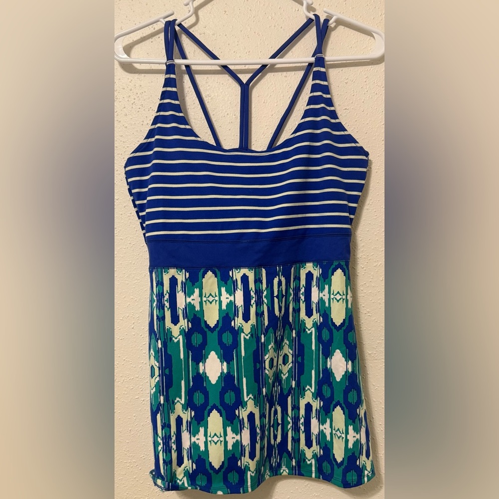 Soybu Blue Activewear Top with Built-In Bra, Size - Medium